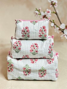 Vintage Embroidered Cotton Cosmetic Bag Set Bohemian Eco-Friendly for Floral Pattern Multi-Function Toilery Bag - Product Image 1