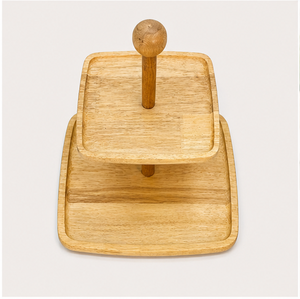 2-Tier Square Acacia Wood <b>Cake</b> <b>Stand</b> Premium Eco-Friendly Tiered Serving Tray for Wedding Dessert Displays Cupcake Holder - Product Image 6