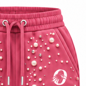 Pantalones Deportivos con Cuentas de Perlas Rosa, Pantalones de Chándal de Lujo para Mujer, Pantalones Casuales de Calle con Cordón Ajustable y Bolsillos - Product Image 6