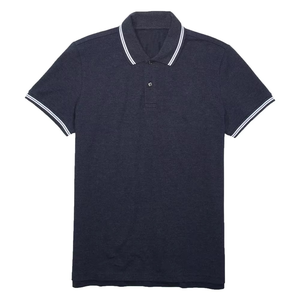 Mens Navy <b>Blue</b> <b>Polo</b> <b>Shirt</b> Short Sleeve Contrast Stripe Collar Cuff Casual Golf Tennis Work Uniform Custom Logo Wholesale Premium - Product Image 1