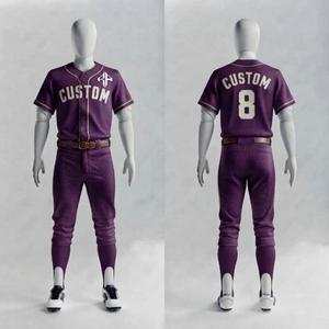 Ensemble uniforme de baseball à manches courtes avec impression sublimée violette, 100% polyester de haute qualité, pour hommes, par RIVIAN ATLANTIC - Product Image 2