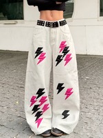 Jean Boyfriend Femme Décontracté Confortable Respirant Mignon Sexy Coupe Ample Streetwear Effet Usé Déchiré Motif Léopard Coloré