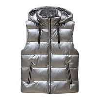 Gilet matelassé noir à capuche pour hommes, avec design patchwork, logo personnalisé, finition mate, fermeture éclair intégrale, pour marques américaines, faible MOQ, vente en gros