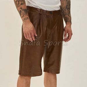 Shorts de sport respirants en cuir véritable pour hommes 2026 avec cordon de serrage – Nouveauté en vente - Product Image 4