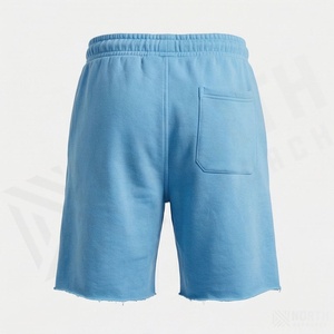Shorts en coton personnalisés pour hommes, style streetwear, écologiques, effet délavé soleil, délavé à l'acide, en molleton épais, avec appliqué vieilli - Product Image 2