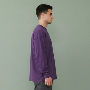 T-shirts amples de style boxy pour hommes, 100% coton respirant, manches longues, vêtements décontractés pour hommes, coupe ample, col rond, tee-shirt boxy - Product Image 4