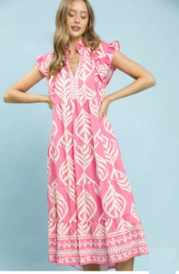 ชุดเดรสแม็กซี่พิมพ์ลายใบไม้พร้อมกระเป๋าจาก Umgee - Product Image 3