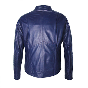 Chaqueta de Cuero PU Azul para Hombre con Logotipo de Superman, Cierre de Cremallera Frontal, Corte Ajustado, Estilo Motero - Product Image 3