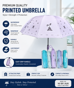 Premium Quality Printed White Promotional Umbrella-Custom Logo Lightweight Waterproof & Windproof Compact <b>Folding</b> Pongee Fabric - Product Image 1