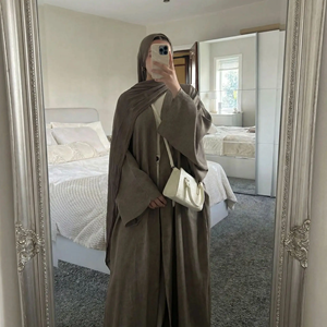 Robe Abaya élégante et modeste pour femmes musulmanes, style Dubaï, cardigan uni, pour le Ramadan, Jalabiya de fête islamique, Kaftan turc marocain - Product Image 3