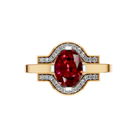 Bague élégante classique en or 14K 18K avec pierre précieuse rubis taille ovale 1,5 carat, diamants naturels sertis à griffes, certifiée IGI, pour mariages et fêtes