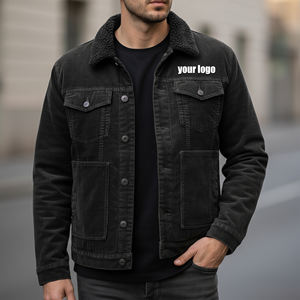 Veste en jean délavé noir de haute qualité pour homme, style décontracté, col rabattu, style hip-hop, veste d'hiver tendance - Product Image 1