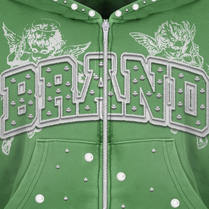 Customize Cherub Angel Graphic Pearl Beaded Studded Hood Durable Rhinestone <b>Hoodie</b> - Product Image 6
