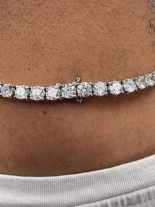 Collar de Tenis para Hombre, Lujoso Collar de Tenis de Oro de 14K, Diamantes Cultivados en Laboratorio con Corte Redondo, Diamantes Sueltos con Certificación CVD IGI - Product Image 5