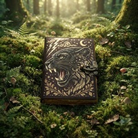 Herb Heritage Tree Life Leather Grimoire Journal fait main vintage, livre de sorts, 200 feuilles de papier à bords festonnés, cadenas antique, cadeau