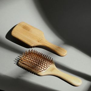 Bamboo Wooden Paddle Hair <b>Brush</b> Natural Hair Care Accessory with Rounded Bamboo Pins for <b>Smooth</b> Hair Styling - Product Image 3