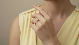 Bague de tous les jours pour femme en or 14 carats et diamants naturels, design Ophelya |   1 carat 0,10 ct couleur G plaqué rhodium taille brillant luxe - Product Image 5