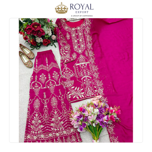 Colección de Diseñador de Ropa India de Alta Calidad, Traje Sharara de Seda Vichitra Pura con Bordado de Lentejuelas - Product Image 6