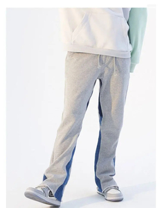 Pantalones Deportivos Grises Unisex Personalizados con Franja Lateral Azul, Cintura Elástica con Cordón, Transpirables, Casuales, para Otoño, Gran Venta - Product Image 3