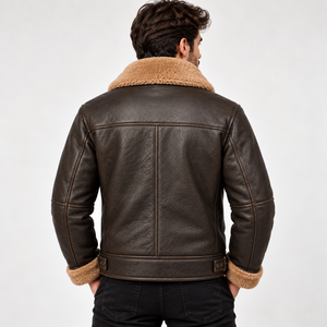Wholesale <b>Men's</b> XS Cow Skin Leather Standard Stand Winter Waterproof Plain Dyed Bomber <b>Jacket</b> Eco-Friendly Canvas Moto Biker - Product Image 4