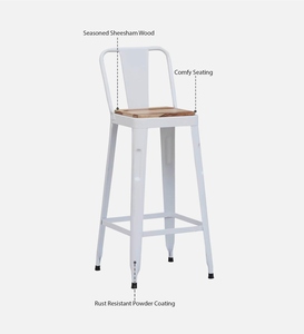Tabouret de bar réglable en similicuir PU blanc, design industriel moderne, hauteur de comptoir, mobilier de cuisine, acier thermolaqué - Product Image 3