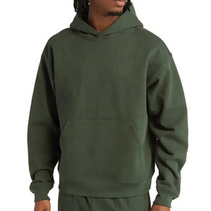Sweat-shirt à capuche vert olive pour homme, en molleton de coton, coupe classique, avec poches, pour l'automne 2027 - Product Image 1