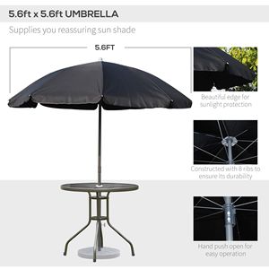 6 Piece Patio <b>Dining</b> <b>Set</b> <b>for</b> <b>4</b> <b>Round</b> Glass <b>Table</b> with Umbrella and <b>4</b> Folding <b>Dining</b> Chairs <b>for</b> Outdoor Hospital Use - Product Image 4