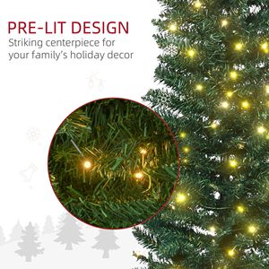 Albero di Natale Artificiale Slim Noble Fir Pre-Illuminato da 210 cm con 200 Luci LED Bianco Caldo e 499 Punte - Decorazioni Natalizie - Product Image 5