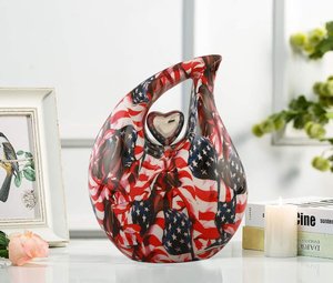 Uzair Handicrafts Colorful Tear Drop Customizable Design Adult Burial Cremation Urn Metal <b>Ashes</b> Memorial <b>Keepsake</b> Vase Funeral - Product Image 3
