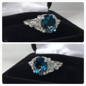 London Blue Topaz <b>Ring</b> White Sapphire Accents <b>Adjustable</b> <b>Size</b> IGI Certified Sterling Silver December Birthstone Jewelry Gift for - Product Image 2