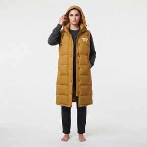 Veste d'hiver matelassée longue pour femme, personnalisable, de haute qualité, avec capuche et fermeture éclair intégrale, couleur unie, personnalisez votre propre logo - Product Image 1