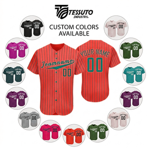 Maillot de baseball personnalisé à rayures fines, vente en gros, sublimé, boutonné, pour équipes sportives, chemise à manches courtes, uniforme de performance, logo personnalisé - Product Image 4