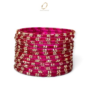 กำไลข้อมือแก้วสีชมพูร้อนแบบหยดน้ำคุณภาพพรีเมียมขายส่ง ประดับคริสตัลเพทาย สำหรับผู้หญิง งานแต่งงาน เครื่องประดับแฟชั่นอินเดีย - Product Image 5
