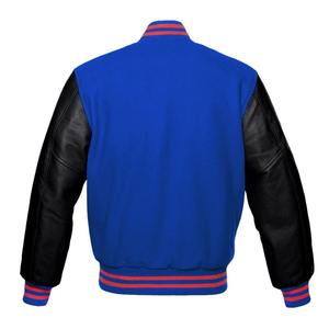 Veste en cuir personnalisée avec logo color-block pour hommes, manches en cuir, appliqué brodé, patchwork, style Letterman – Vente en gros - Product Image 4