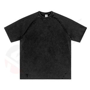 T-shirts pour hommes à manches courtes, col en V, coupe classique, en tissu satiné 100% coton, imprimé avec un motif personnalisé, 280 g/m² - Product Image 3