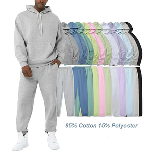 Nouvel ensemble sportif décontracté deux pièces pour homme, couleur unie, délavé à l'acide, léger, avec sweat à capuche et pantalon de sport, coupe ajustée, grande taille, pour l'extérieur, collection Automne/Hiver - Product Image 2