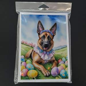 Belga Malinois Easter Egg Hunt Tarjetas de felicitación Paquete de 8 Whimsical A7 Tamaño 5x7 Tarjetas de nota en blanco con sobres - Product Image 3
