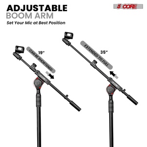 5 Core Mic <b>Stand</b> Adjustable 82" <b>Microphone</b> <b>Stands</b> Floor w 180 Rotating Telescoping Metal Boom Arm - Product Image 3