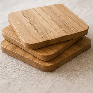 Luxury Handmade Wooden Coaster <b>Set</b> – <b>Square</b> Tea & Coffee Cup Holders Table Protection Coasters Glasses & Mugs - Product Image 2