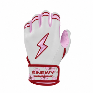 SINEWY White Pink <b>Red</b> PU Leather Batting <b>Gloves</b> Padded Hook Loop Closure Unisex Adult Training Eco-Friendly Wrist Support XXL/XL - Product Image 2