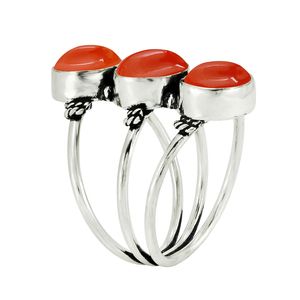 Nouvelle Bague de Créateur en Argent Sterling 925, Style Bohème, avec Pierre Gemme Ovale en Cornaline et Sertissage Clos - Product Image 3
