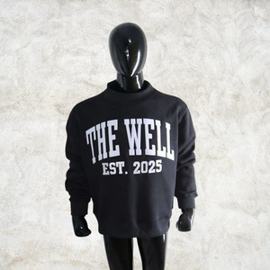The Well Est. 2025 Oversized Crew Neck Sweatshirt Unisex Black Cotton <b>Pullover</b> Casual Autumn Wear Casual <b>Pullover</b> <b>Men</b> Wholesale - Product Image 1