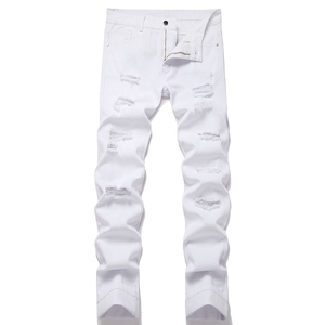 Jeans Rotos Desgastados Unisex, Corte Ajustado, Recto, Holgado, Estilo Urbano, Pantalones de Mezclilla Apilados, Lavado Vintage, Estilo Y2K, 100% Algodón - Product Image 2