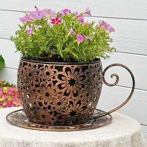 Pot à fleurs vintage en fer, pot à plantes creux en métal, décoration de jardin intérieur - Product Image 5