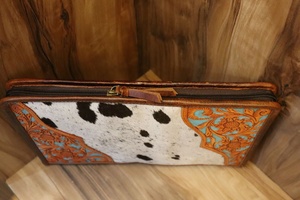 Estuche de joyería de almacenamiento de cosméticos de maquillaje con estilo de cuero de vaca occidental, bolsa de joyería de Venta caliente, estuche de joyería hecho a mano - Product Image 3