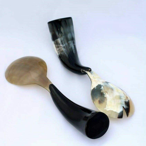 Nuevo Juego de Cucharas de Servir de Cuerno de Búfalo, Juego de 2 Piezas, Fabricante Indio, Juego de Cucharas de Cuerno de Búfalo Ecológicas - Product Image 1