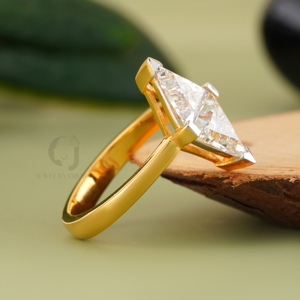 VVS VS DEF 2.02 Carat Triangle Shape Lab Diamond Ring 14K Yellow Gold Modern Solitaire Geometric Bridal Jewelry Rose Gold - Product Image 4