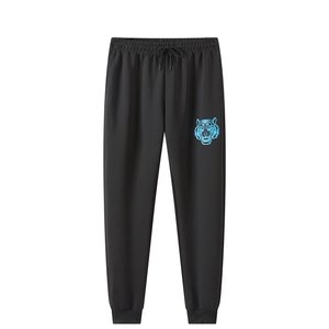 Ensemble de survêtement noir à capuche pour homme, très demandé, avec imprimé tigre bleu, manches longues, joggers décontractés, poches latérales, pour l'automne - Product Image 4