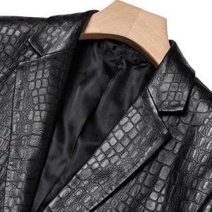 Veste/manteau d'hiver en cuir de crocodile véritable pour homme avec doublure en soie - Product Image 4