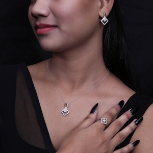 925 <b>Silver</b> Hypoallergenic Diamond Gemstone Women's Jewelry <b>Set</b> Trendy Third Party Certified Earrings <b>Necklace</b> Ring for Wedding - Product Image 5